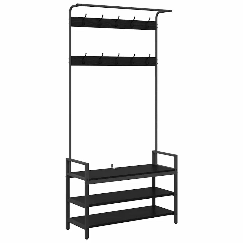 Appendiabiti Rovere Nero 95 x 34 x 184 cm Legno multistrato 879959