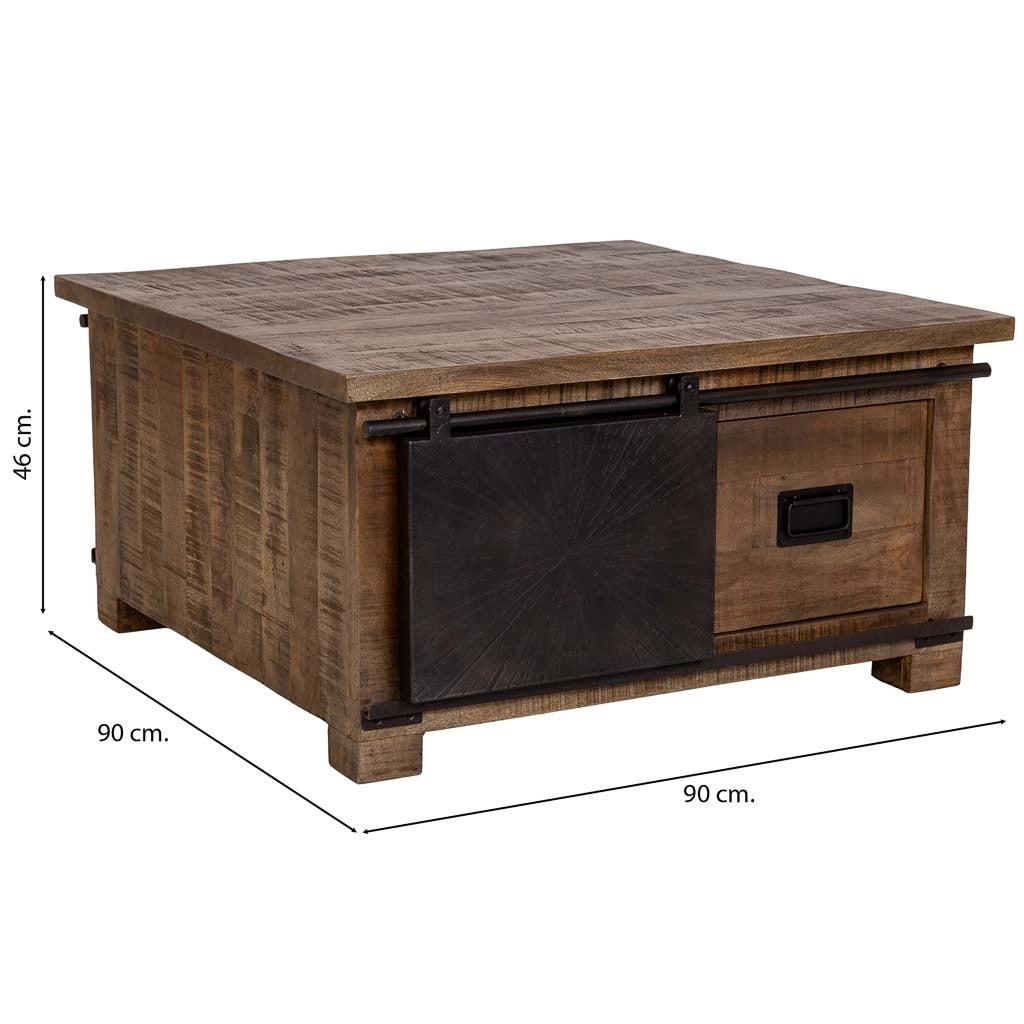 Tavolino da caffè in legno marrone 90x90x46h cm