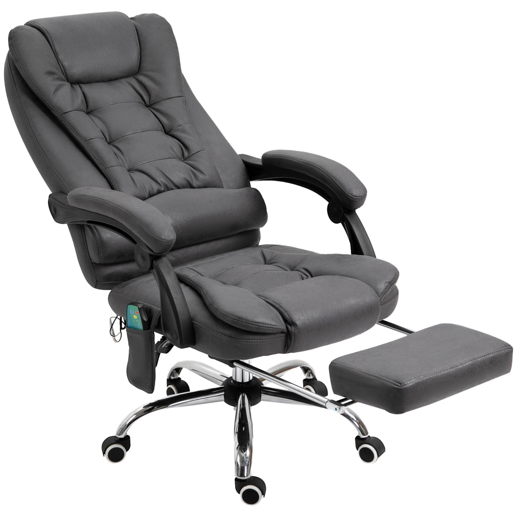EasyComfort Poltrona da Ufficio Massaggiante e Reclinabile con Riscaldamento e Altezza Regolabile, Grigio