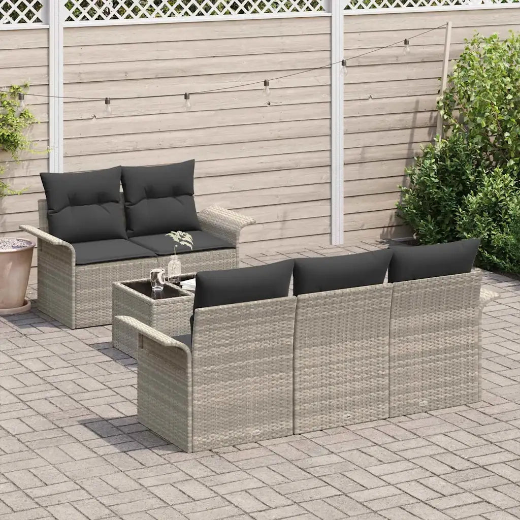 Set Divano da Giardino 6 pcs Grigio chiaro e grigio scuro