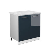 Mobile lavello cucina Fame-Line Blu scuro lucido/Bianco 80 cm, PL Marmo Vicco