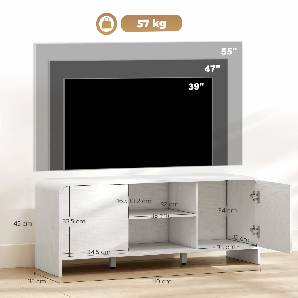 Mobile TV con 2 ante e ripiani ¨C Xylo ¨C Bianco 110x35x45cm