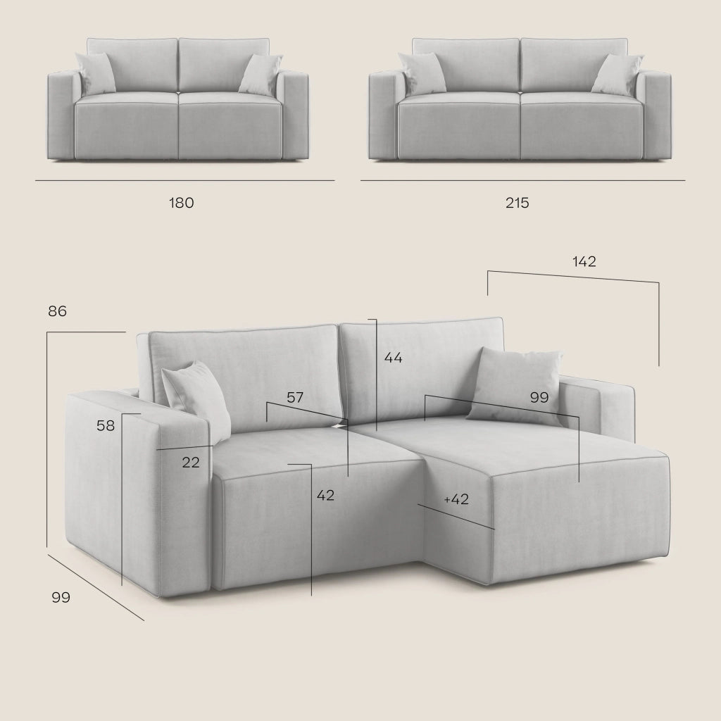 Morfeo Divano in tessuto impermeabile 180 cm  grigio chiaro