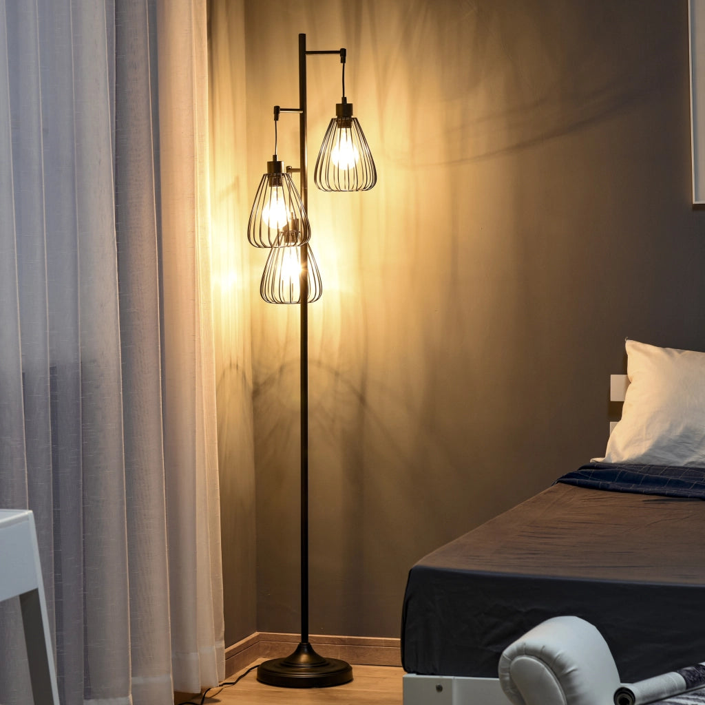 Lampada da Terra Industriale Vintage ¨C Minimal ¨C Nero, Metallo, §¶35x170cm