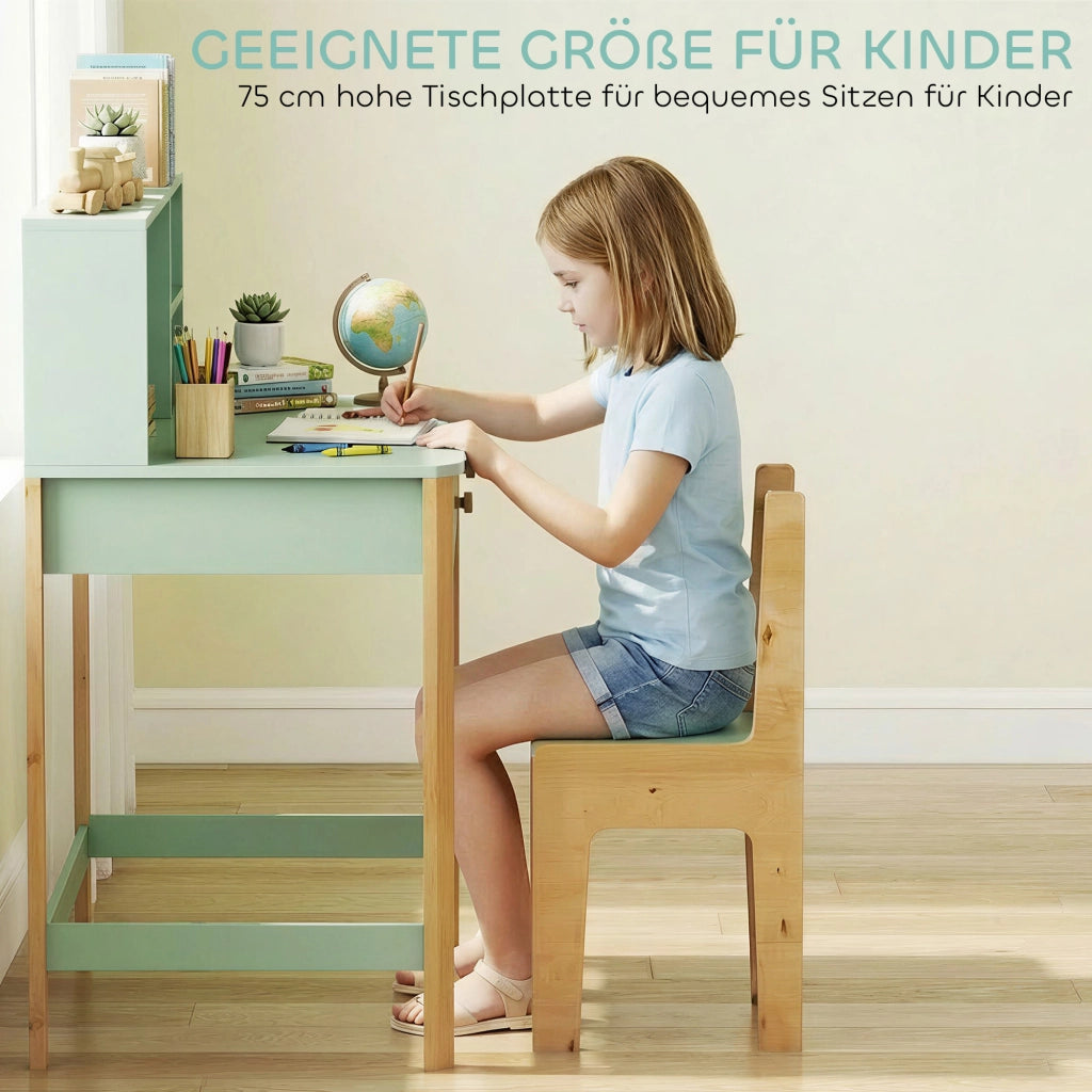 Scrivania per bambini con cassetti e scaffale ¨C Minimal ¨C Verde 90x52x105 cm