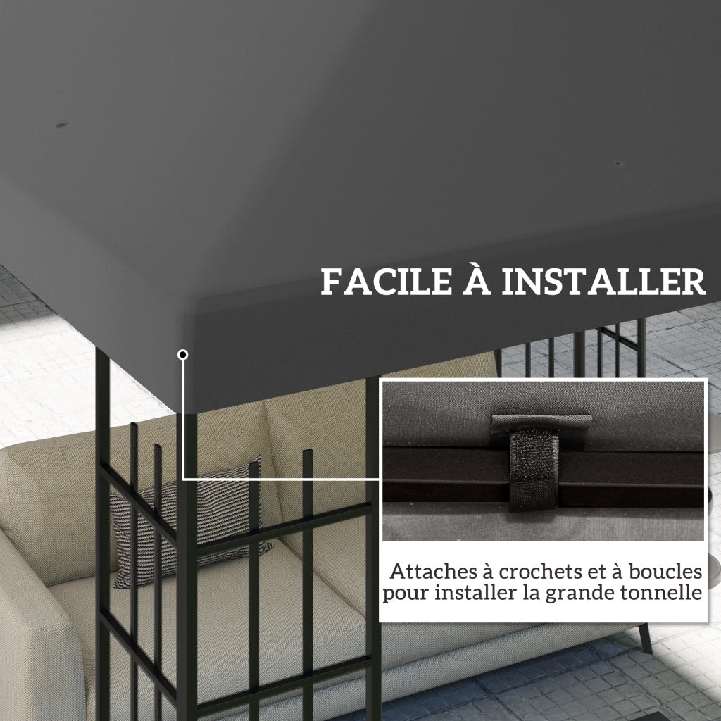 Telo di ricambio per gazebo 3x3m ¨C Xylo ¨C grigio scuro con protezione solare UPF30+
