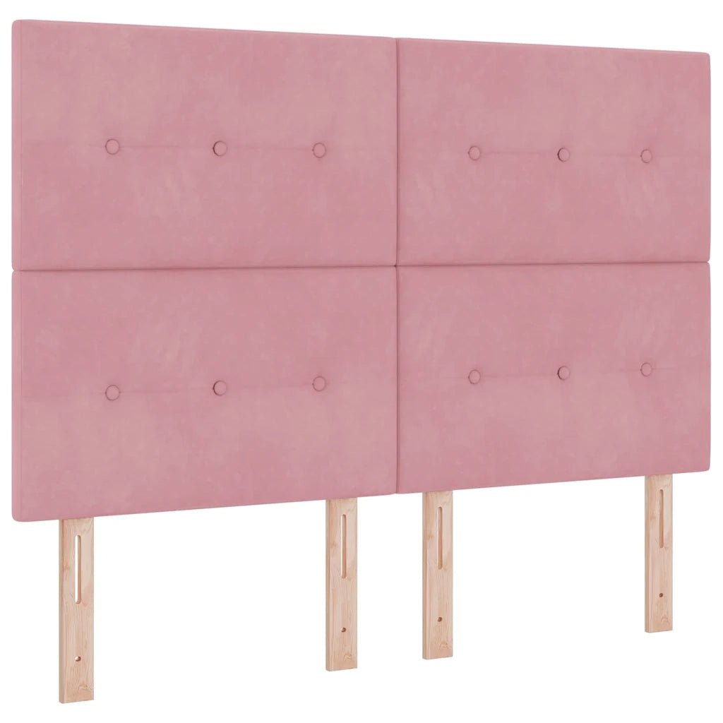 Letto a Sorgente LED con materasso Rosa 140 x 190 cm Velluto 3343315