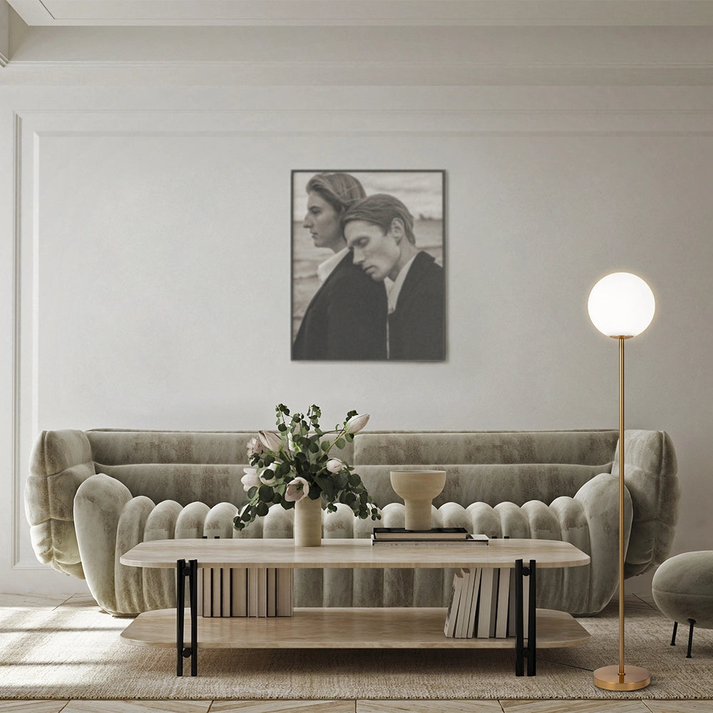 Lampada da terra ottone sfera bianca Ring Maytoni E27