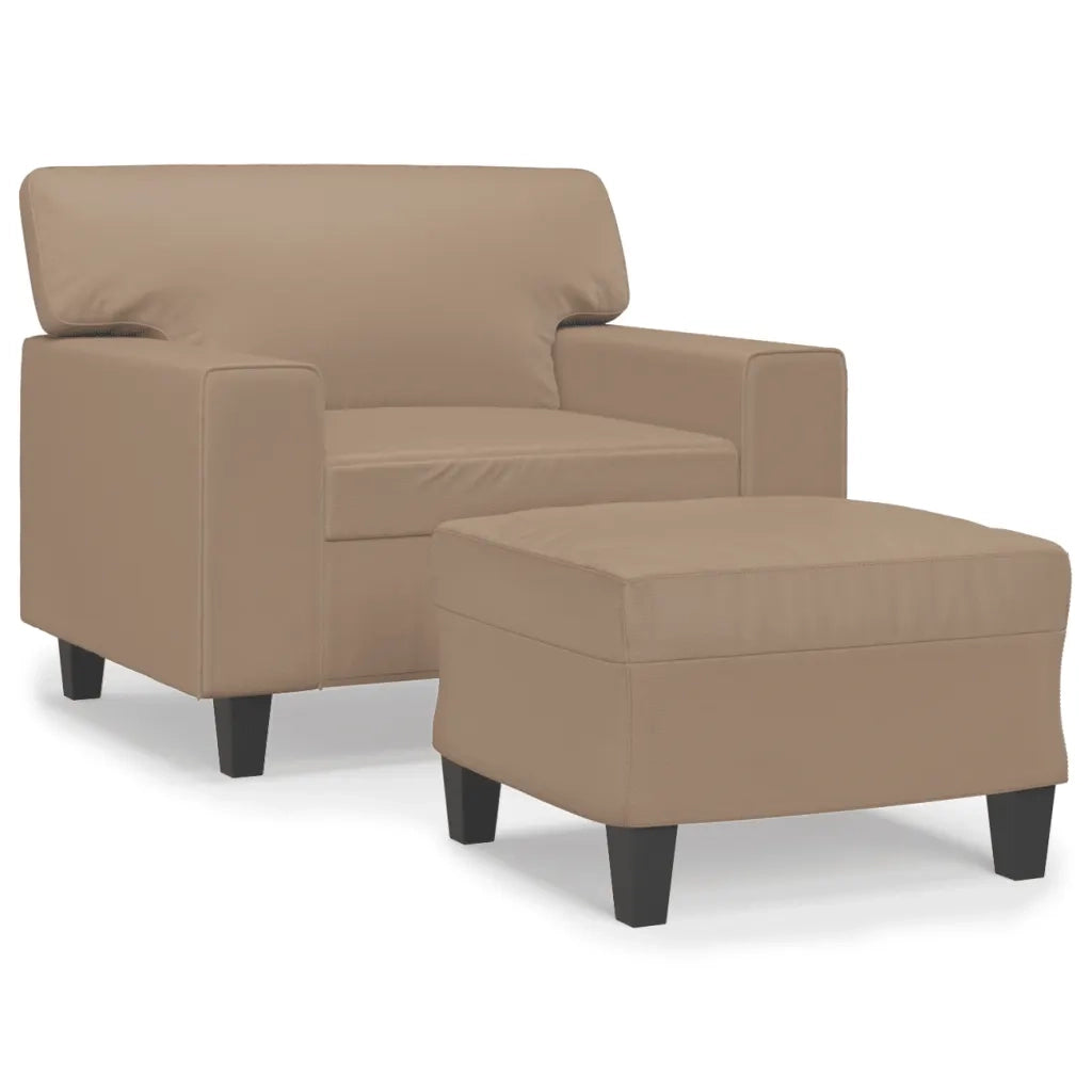 Poltrona con Poggiapiedi Cappuccino 60 cm in Similpelle