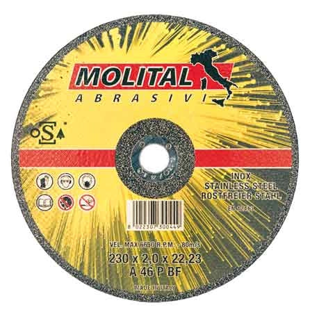 DISCO DA TAGLIO PER INOX Ø 115x1,0 mm - 50 pezzi- MOLITAL