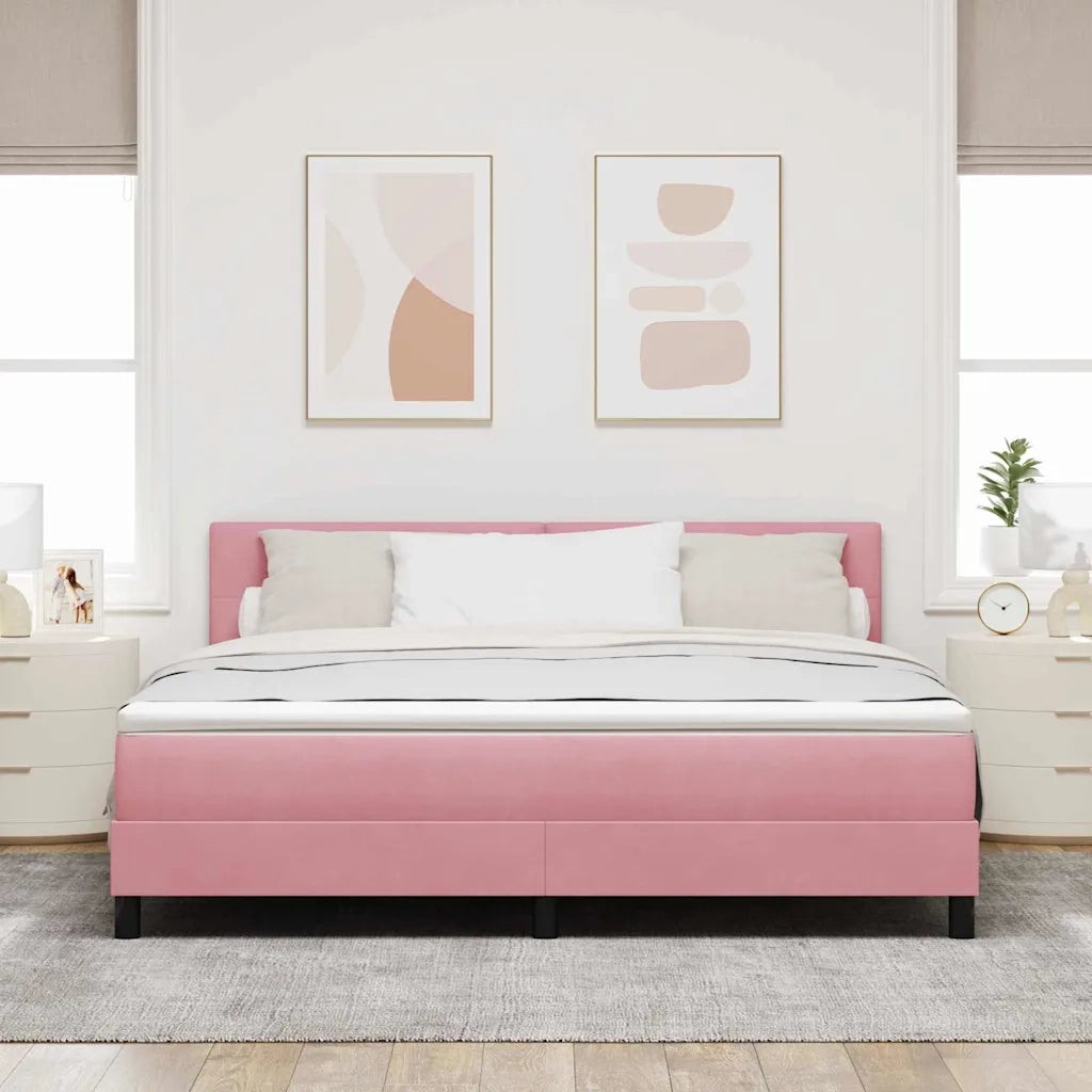 Letto a Sorgente LED con materasso Rosa 180 x 200 cm Velluto 3342673