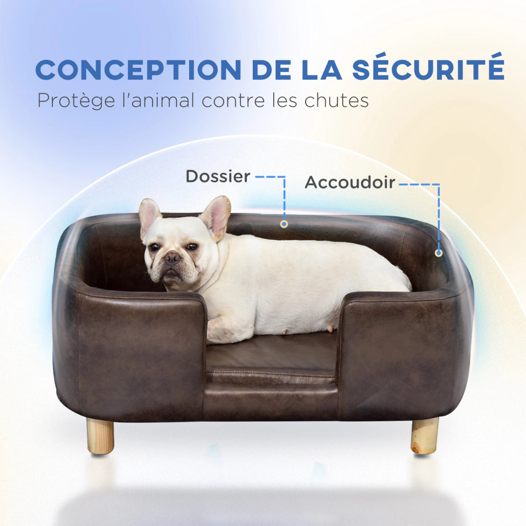 Letto per cani e gatti con cuscino ¨C Minimal ¨C 74x48.5x31 cm in microfibra marrone