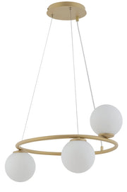 Lampada a sospensione Gama anello oro 3 globi G9 Ø48