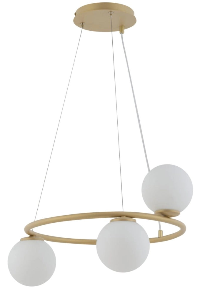 Lampada a sospensione Gama anello oro 3 globi G9 Ø48