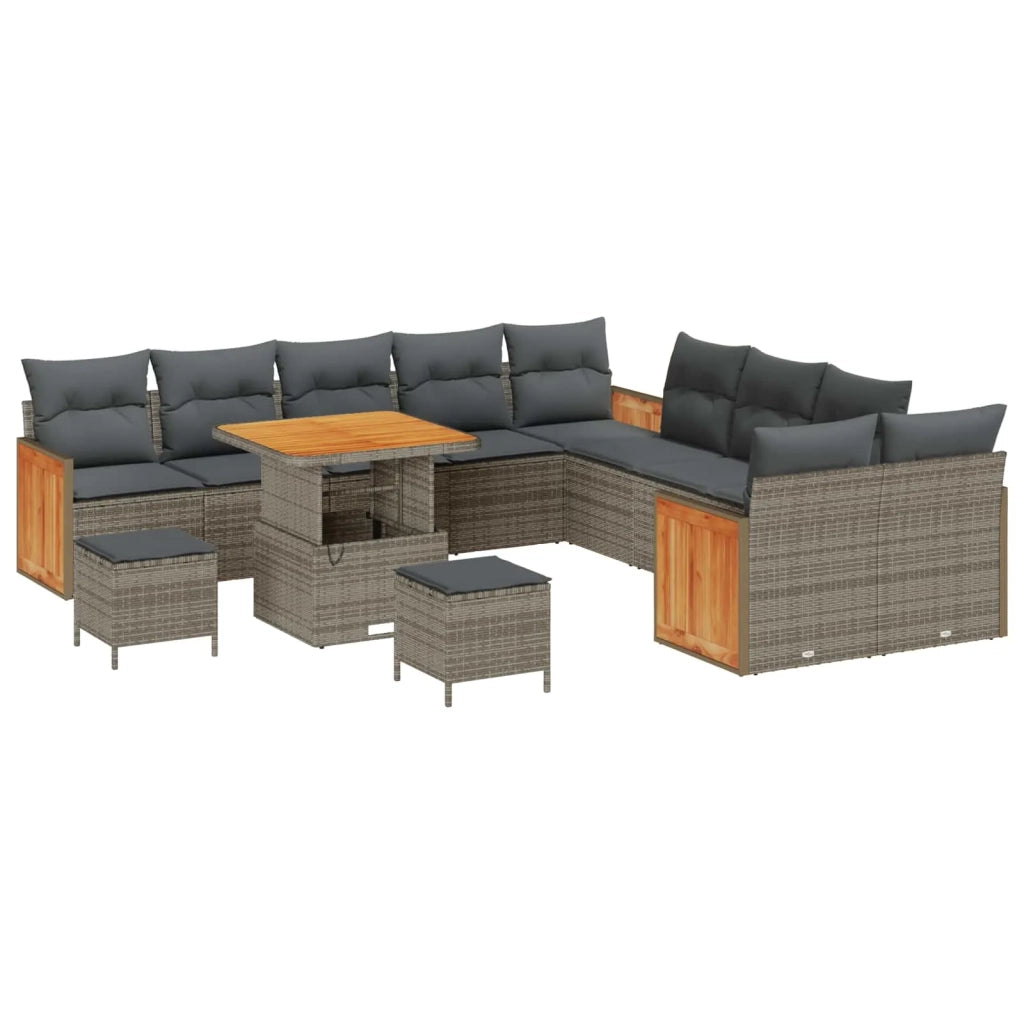 Set Divano da Giardino con cuscino 13 pcs Grigio 3363233