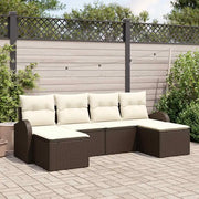 Set di divani con cuscino 6 pcs Marrone e bianco polyrattan 3354817