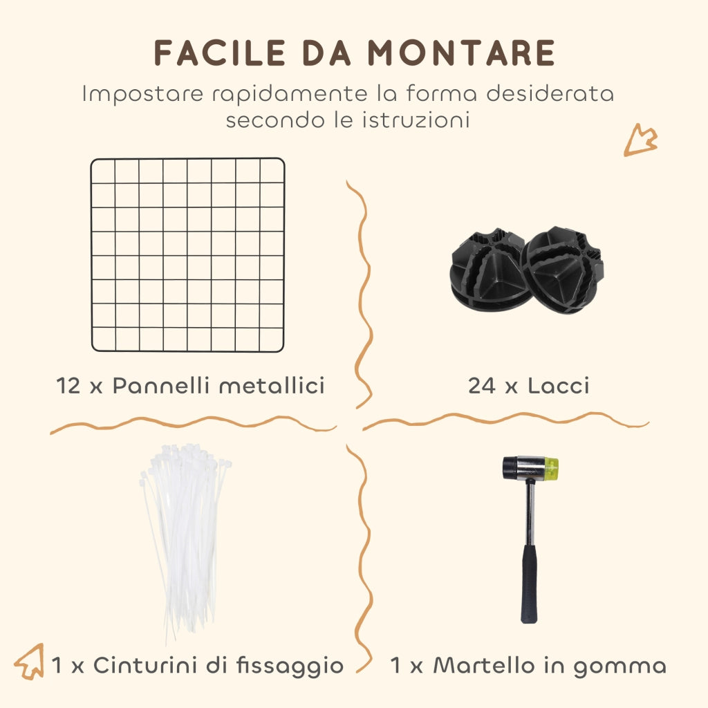 Recinto per Animali Modulabile con Pannelli ¨C Minimal ¨C Nero 106x73x36 cm