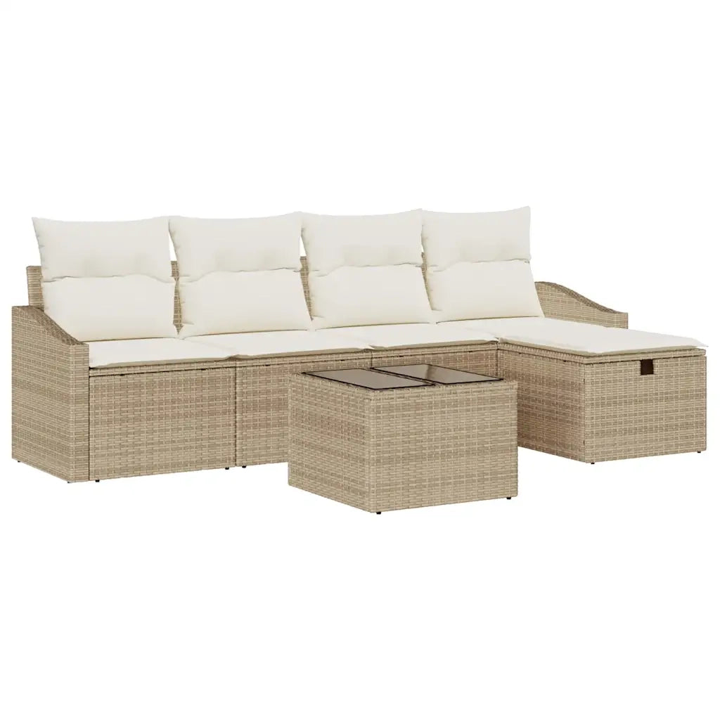 Set di divani con cuscino con archiviazione Beige polyrattan 3359270