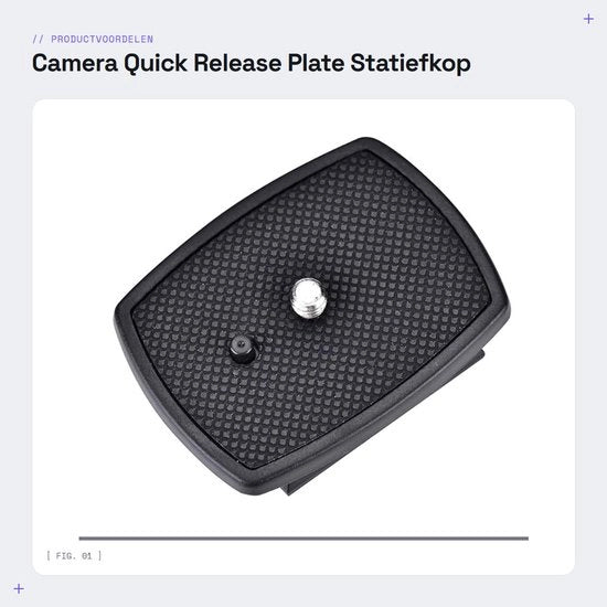 Piatto di rilascio rapido per fotocamera - Adattatore per treppiede - Leggero - Compatibile con Velbon - Adatto per fotocamere
