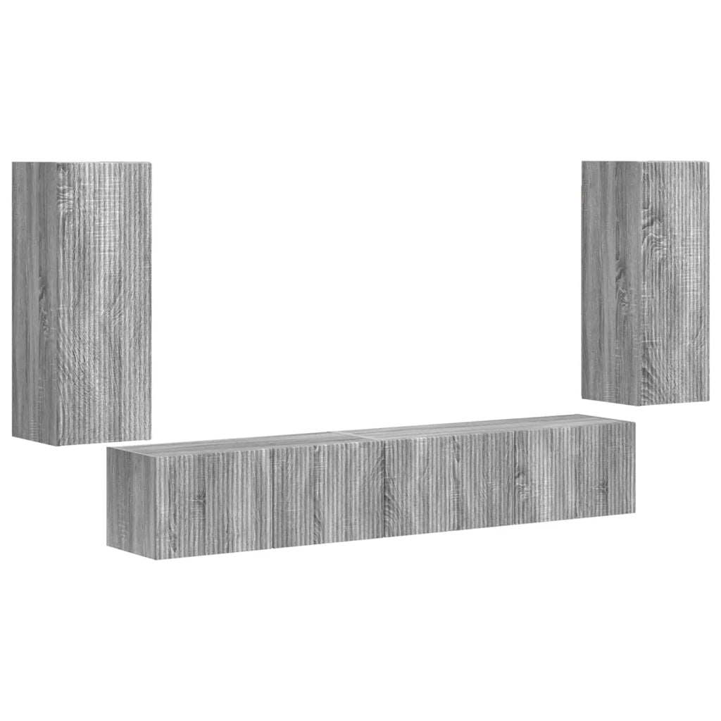 Set mobile TV 4 pcs Grigio Sonoma Legno multistrato 3409165