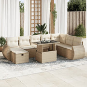 Set Divano da Giardino 9 pz con Cuscini Beige in Polyrattan 3327918