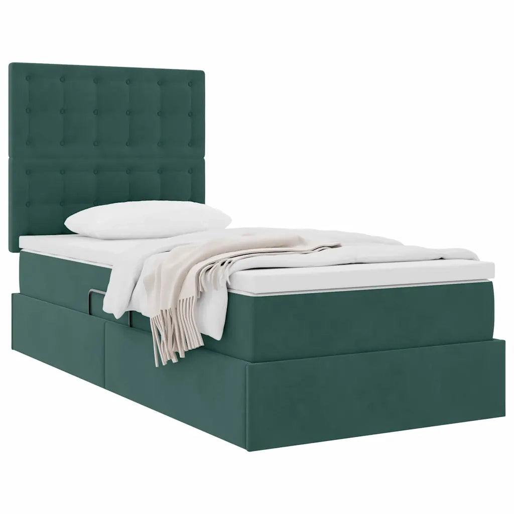 Letto con contenitore e materasso Verde Scuro 90 x 200 cm 3372126