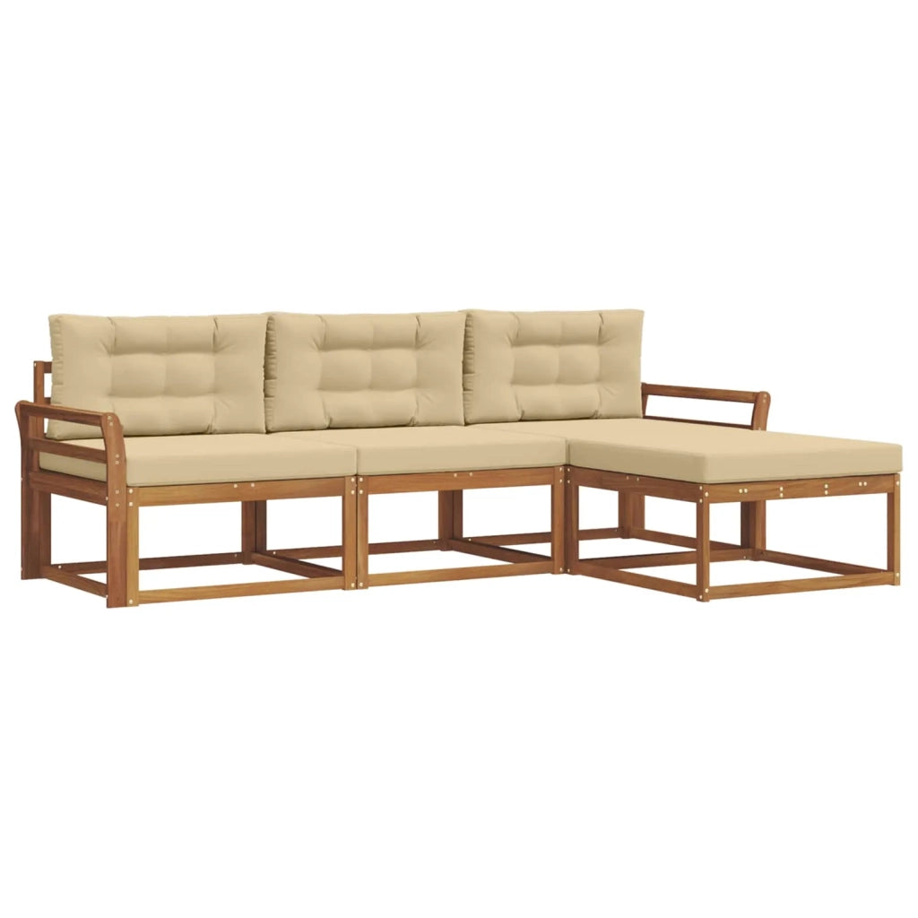 Set di divani da esterno con cuscino 4 pcs Naturale e Beige 3367406
