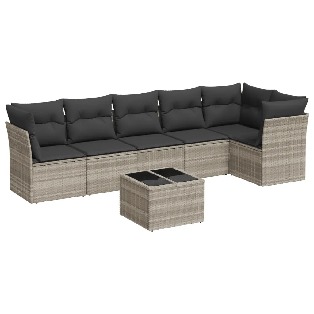Set Divani da Giardino 7pz con Cuscini Grigio Chiaro Polyrattan 3217672