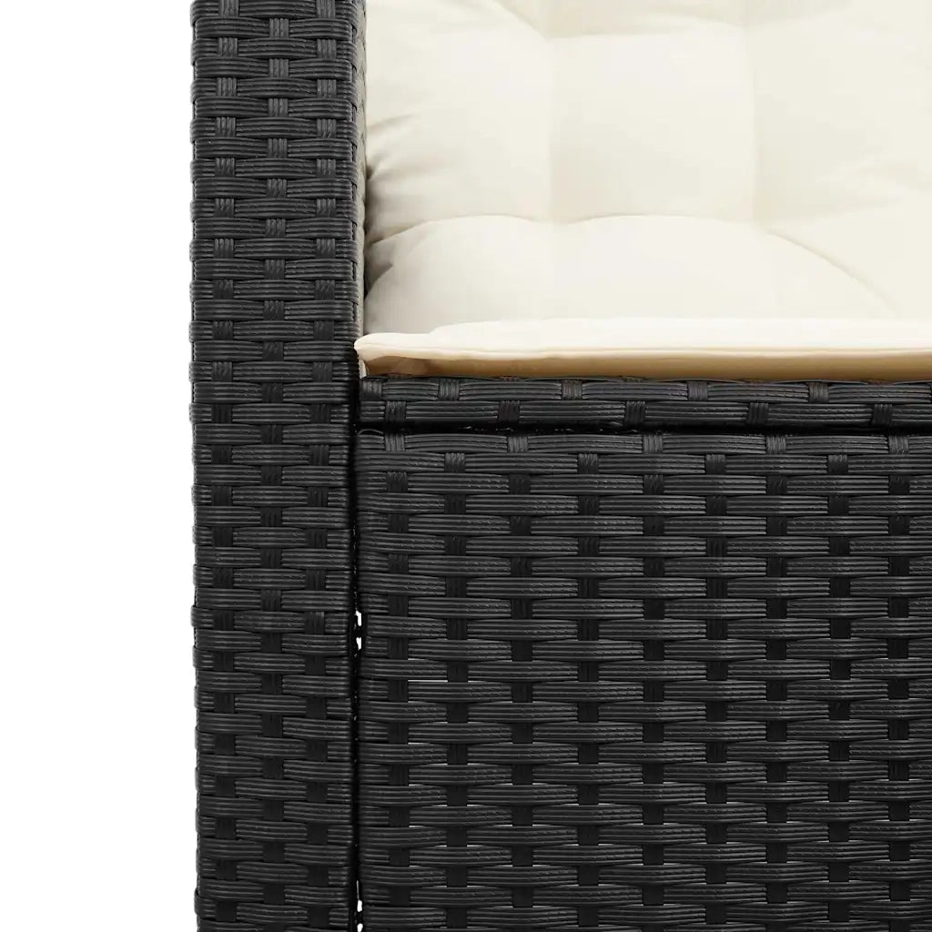 Divano da Giardino con Tavolo e Cuscini a L Nero in Polyrattan 4103872