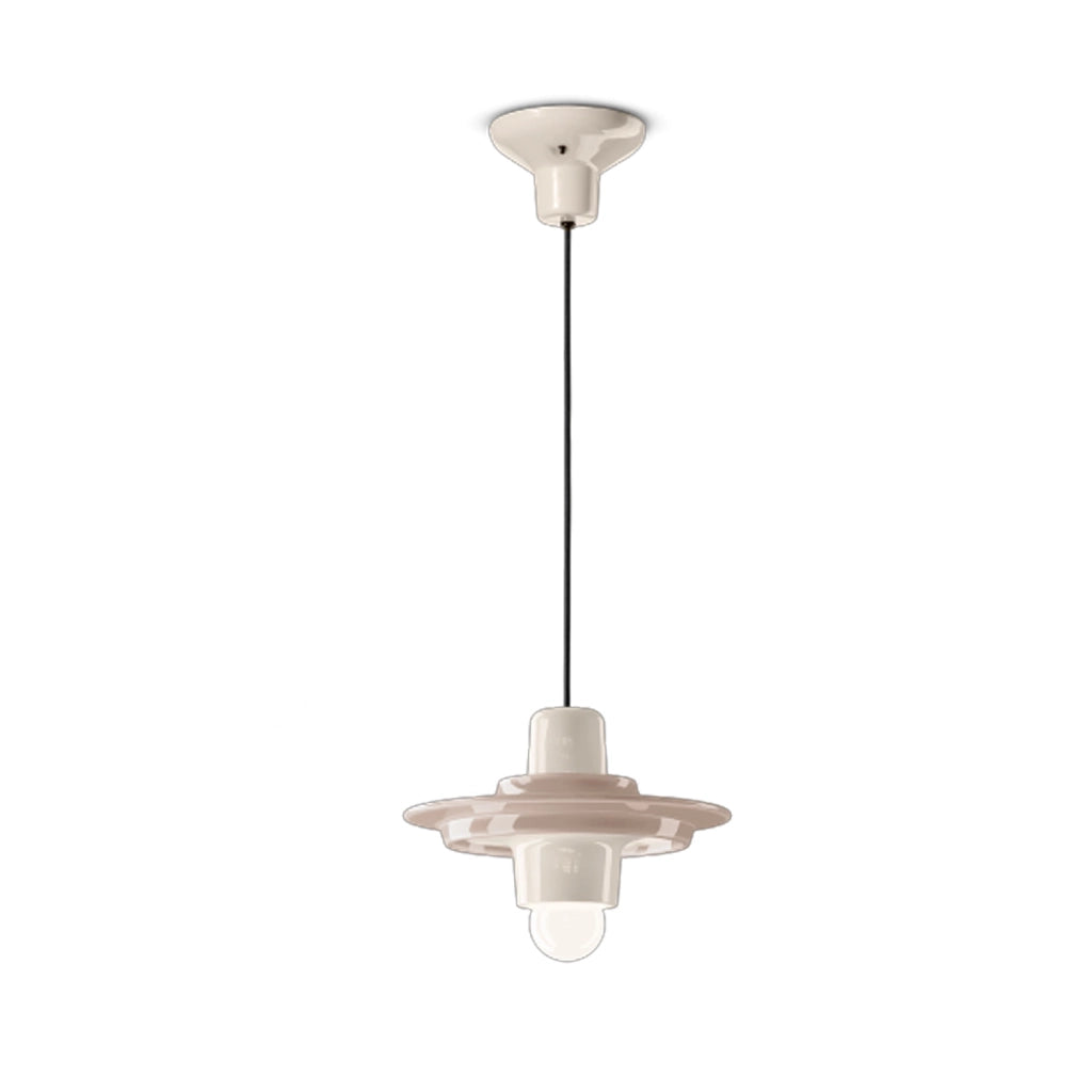 Sospensione Deco Voilà Ceramica Azzurro Crema 1 Luce E27