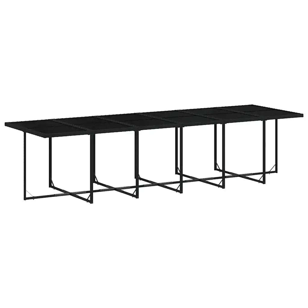 Set da Pranzo da Giardino 13pz con Cuscini Nero in Polyrattan 3210762