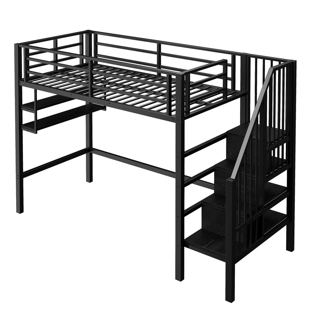 Letto a Soppalco con Gel?nder e Contenitore ¨C MINIMAL ¨C Nero 90x200