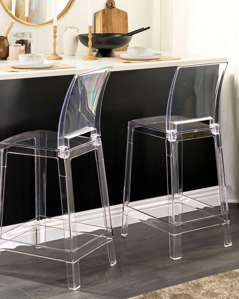 Set di 2 sgabelli da bar plastica trasparente sedie da bar sedia alta cucina moderno