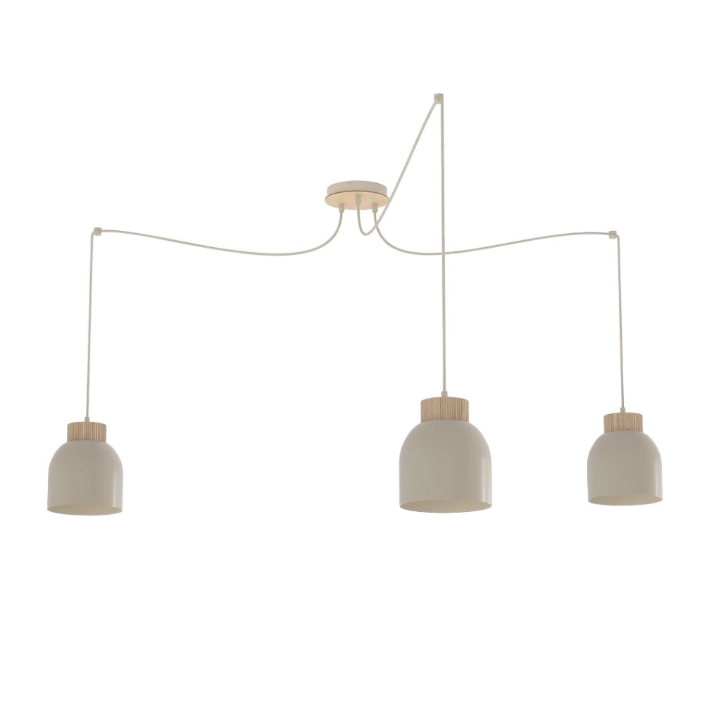 Lampada sospesa KRU a ragno 3xE27 beige legno Emibig