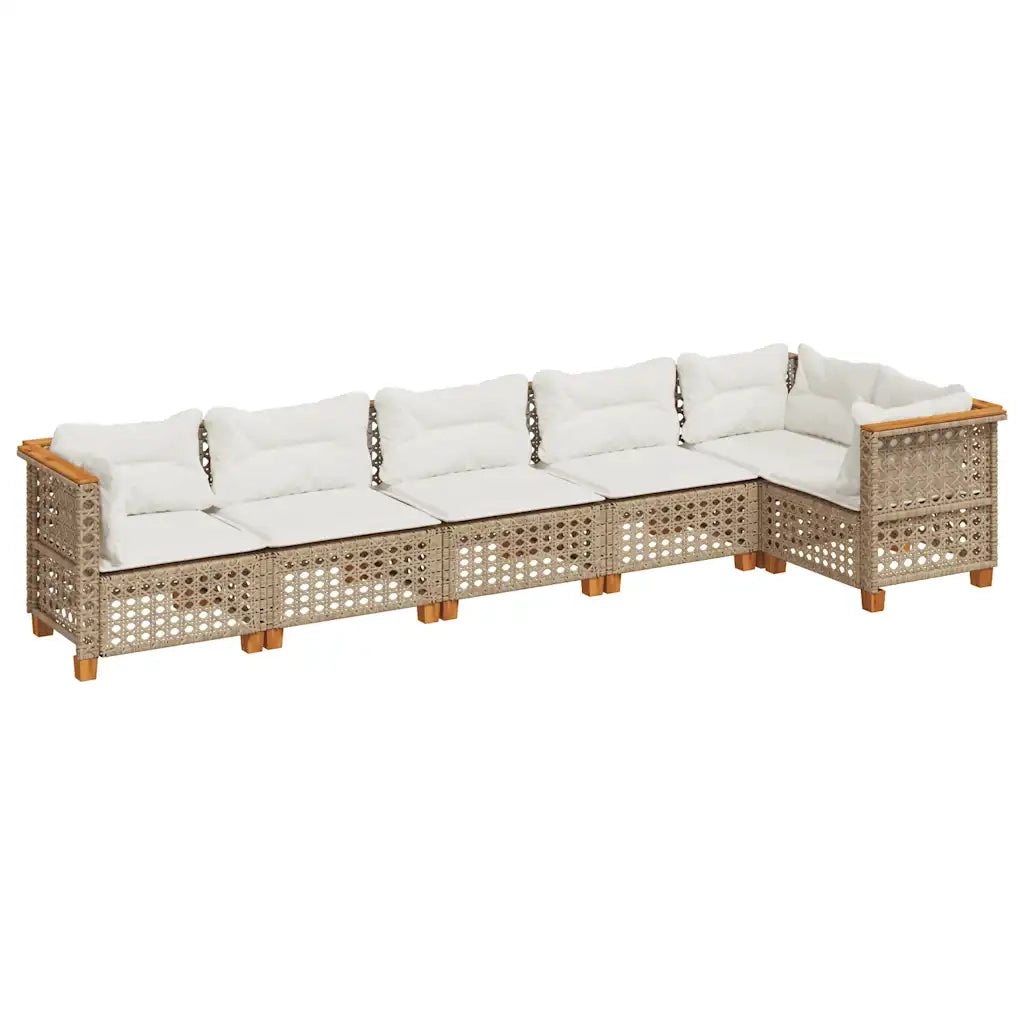 Set Divano da Giardino 6 pz con Cuscini Beige in Polyrattan 3261850