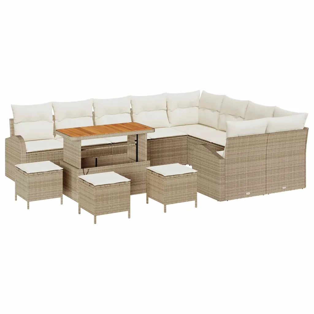 Set Divano da Giardino con cuscino 13 pcs Beige polyrattan 3362441