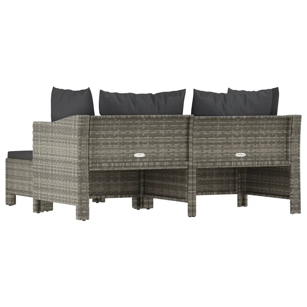 Set Divani da Giardino 3 pz con Cuscini in Polyrattan Grigio 362685