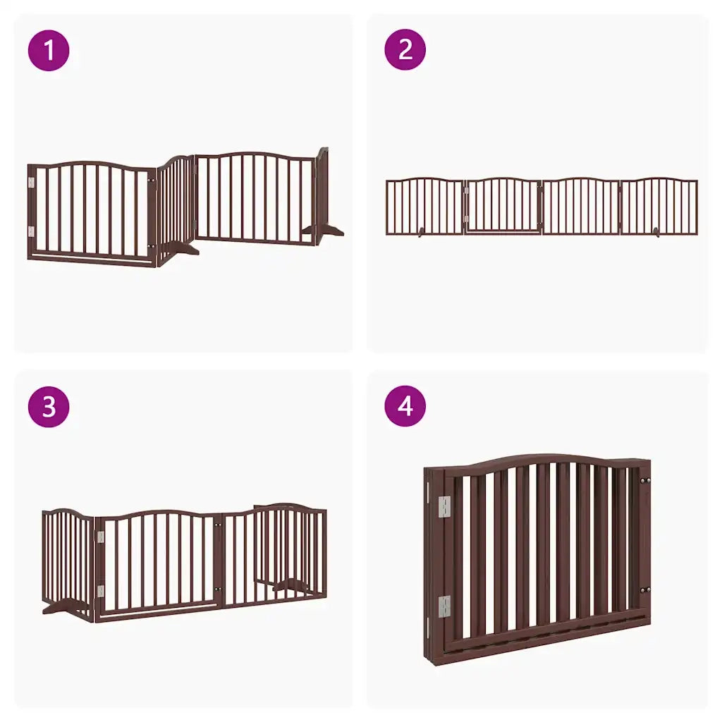 Cancello Cani Porta Pieghevole Marrone 4 Pannelli 320cm Pioppo 352233