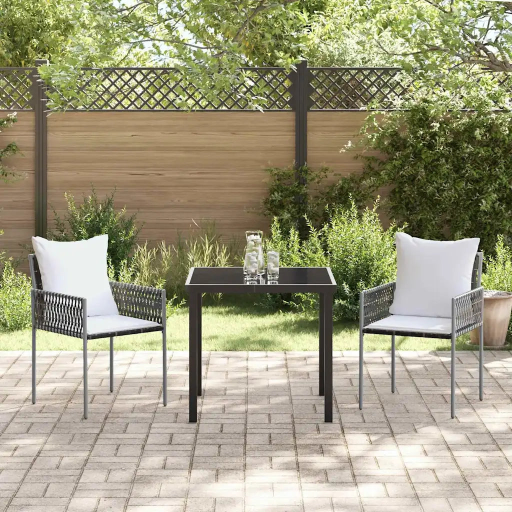 Set da Pranzo per Giardino 3 pcs Marrone e Nero Rattan in PE 3379093