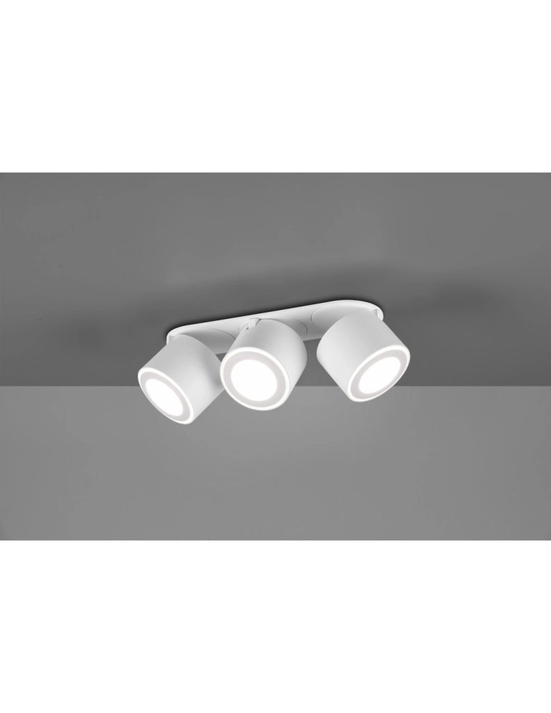 Plafone 3 Spot Doppia Emissione Led L27 cm Taurus Bianco Trio Lighting