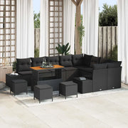 Set Divano da Giardino con cuscino 13 pcs Nero polyrattan