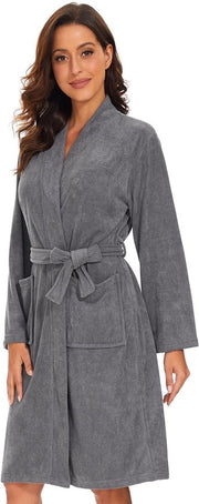 Badjas per donna in cotone leggero per sauna con lunga manica