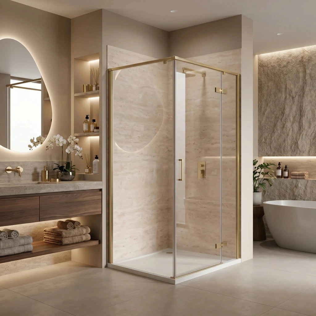 Cabina Doccia Rea Bruno 100x80 Brush Gold
