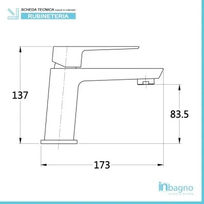 Miscelatore lavabo squadrato nero opaco Kubo con scarico click clack