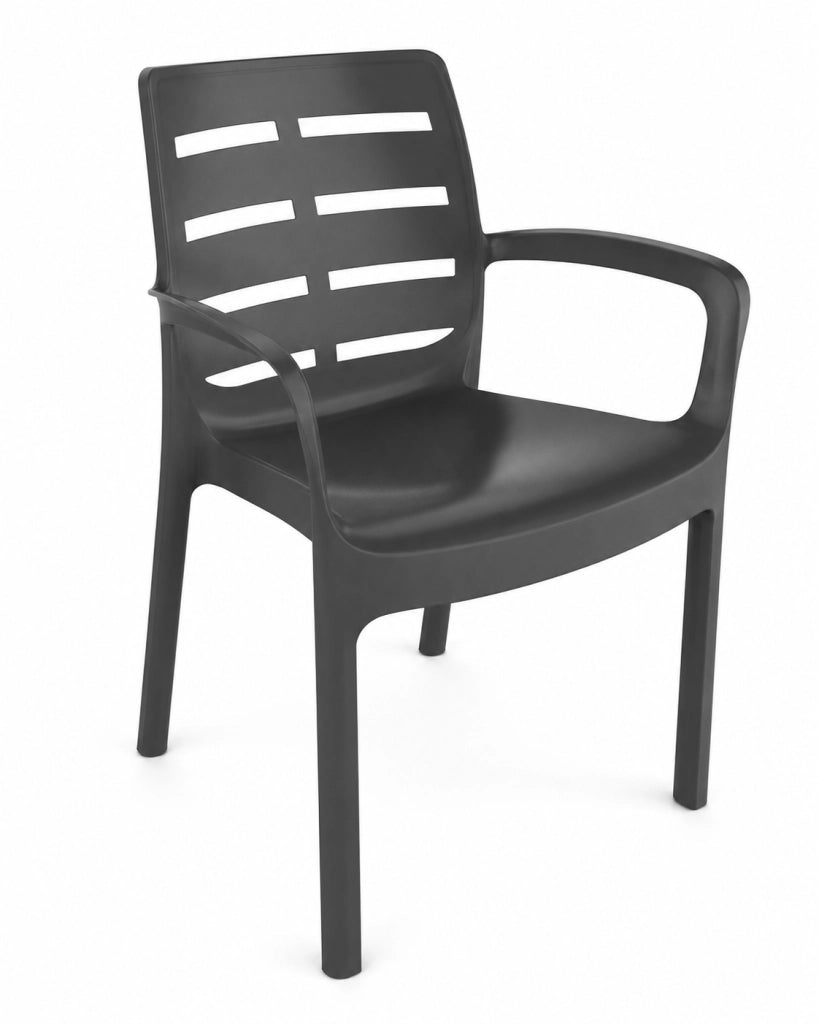 SEDIA IMPILABILE CON BRACCIOLI 'BORNEO' Col. Antracite - PRO GARDEN