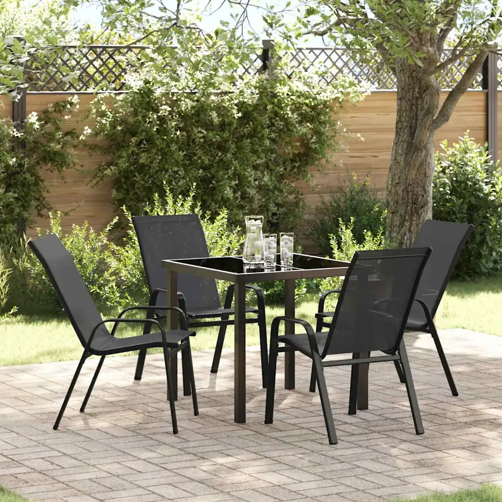 Set da Pranzo per Giardino 5 pcs Nero