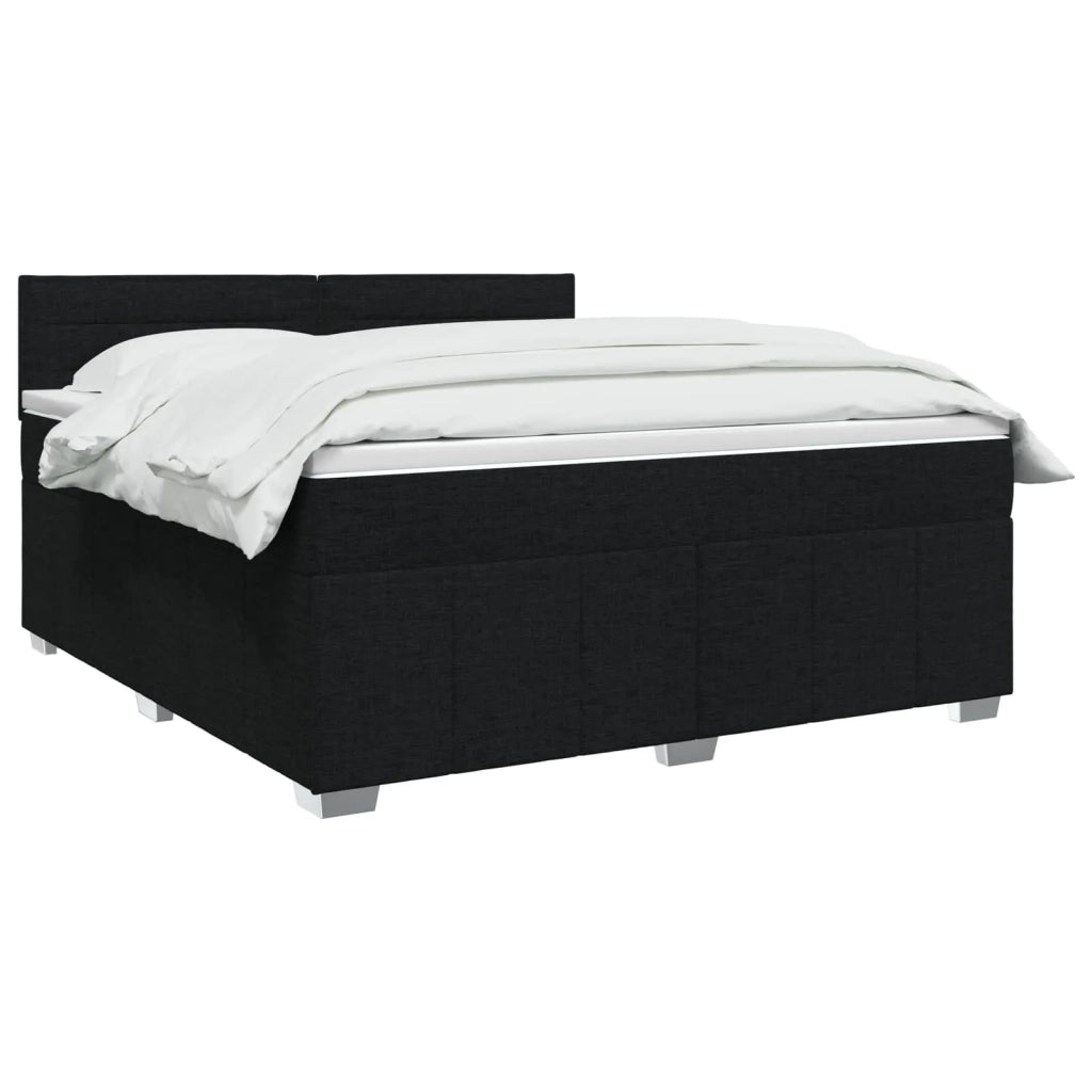 Letto box spring con materasso Nero 140 x 190 cm Tessuto 3452665