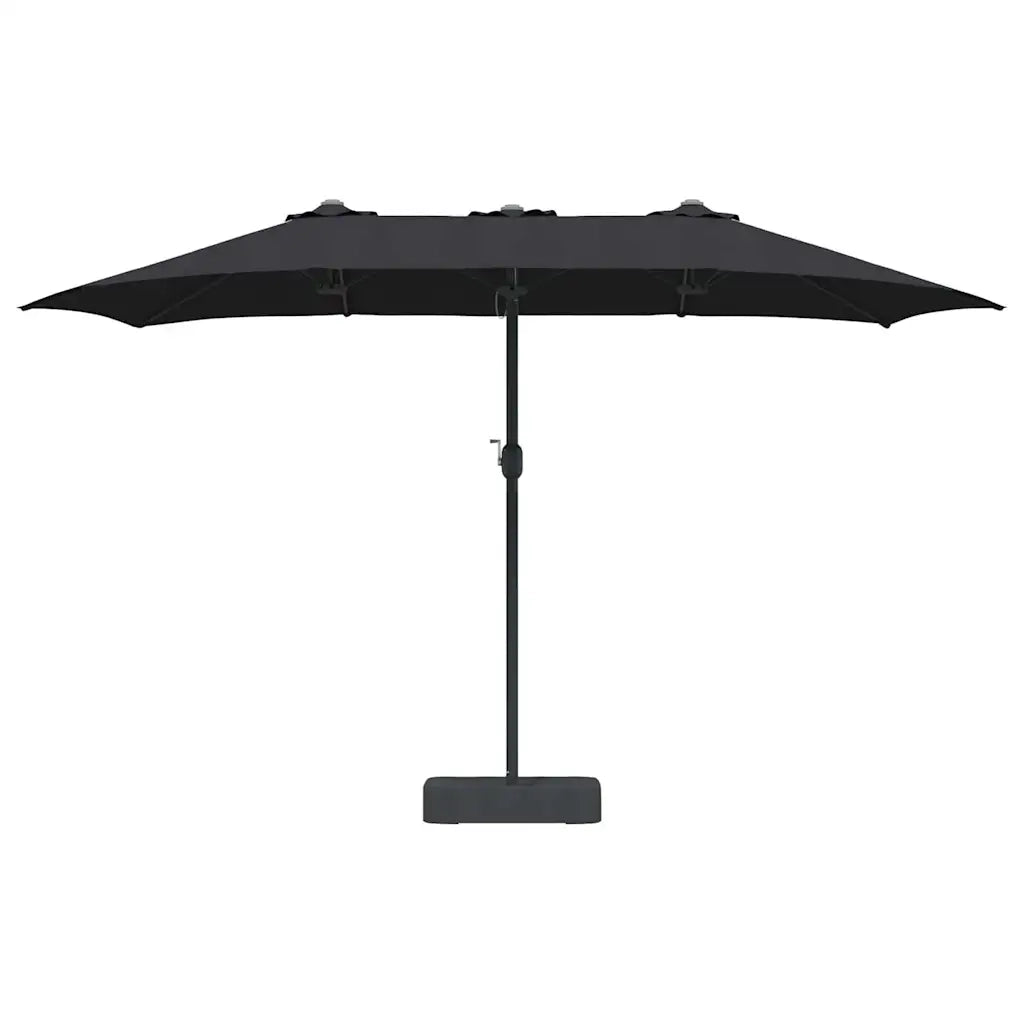 Ombrello da giardino-Ombrellone da spiaggia Nero 385 x 209 x 244 cm