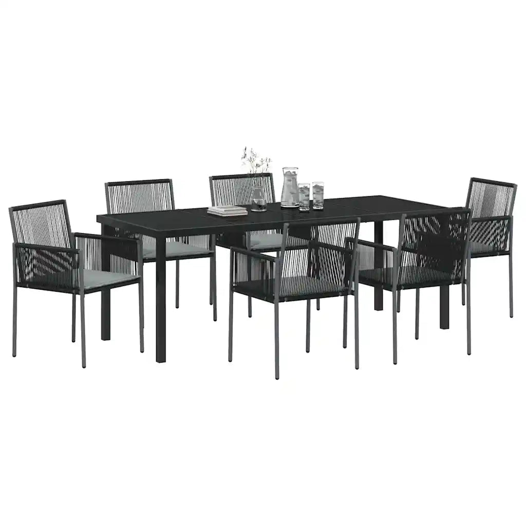Set da Pranzo per Giardino 7 pcs Nero Rattan in PE 3379112
