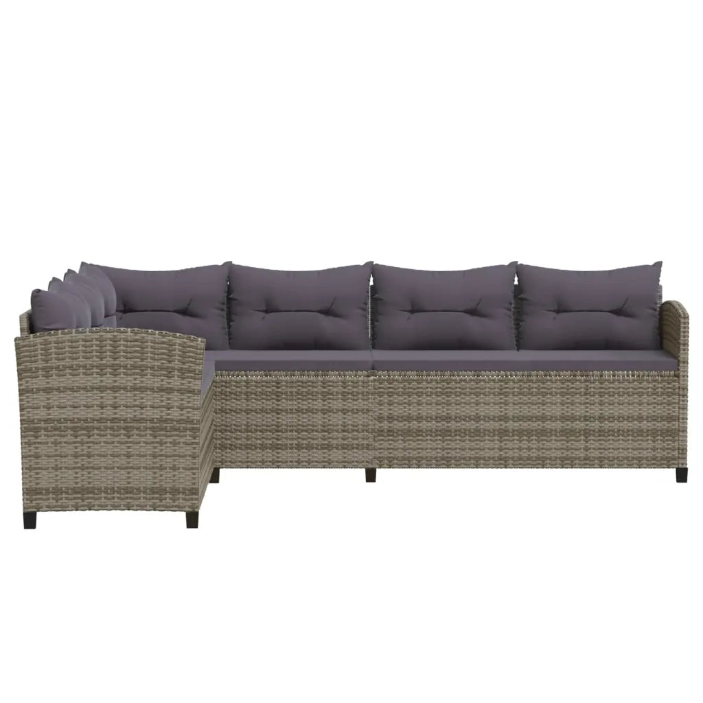 Set Divani da Giardino 6 pz con Cuscini in Polyrattan Grigio 3098169